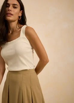 Falda plisada de mezcla de viscosa suave