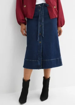 Falda vaquera con largo midi y botones