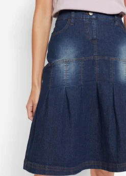 Falda vaquera con ribetes y cintura cómoda, corte en A