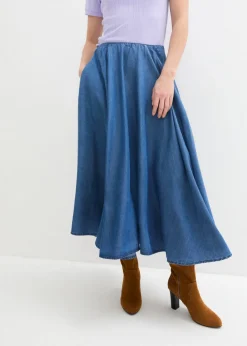 Falda vaquera, high waist, cintura cómoda, de algodón orgánico