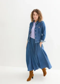 Falda vaquera, high waist, cintura cómoda, de algodón orgánico