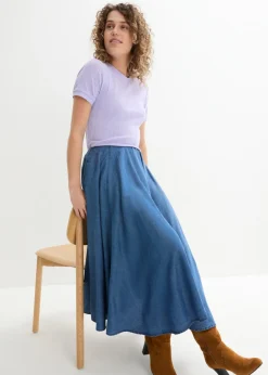 Falda vaquera, high waist, cintura cómoda, de algodón orgánico