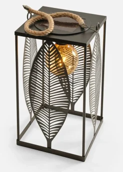 Farol solar con diseño de hojas
