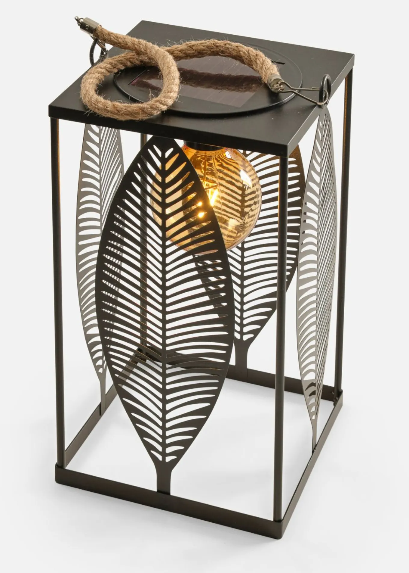 Farol solar con diseño de hojas