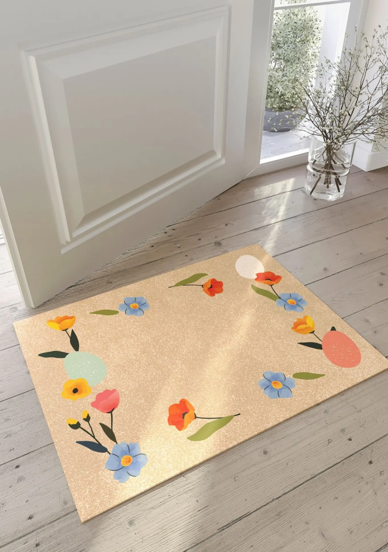 Felpudo lavable con diseño primaveral