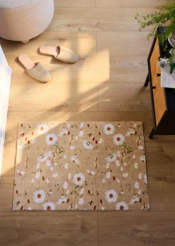 Felpudo lavable con diseño de flores