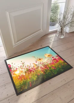 Felpudo lavable con flores