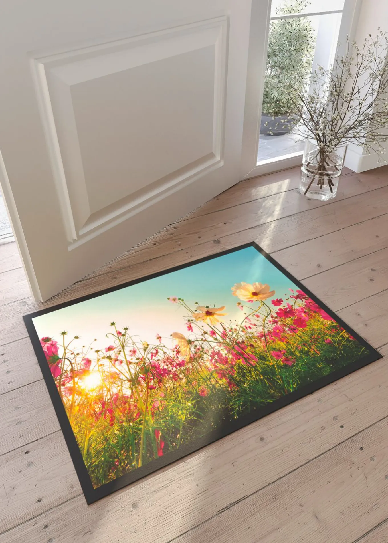 Felpudo lavable con flores