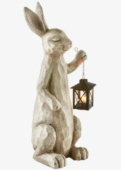 Figura decorativa de conejo con linterna