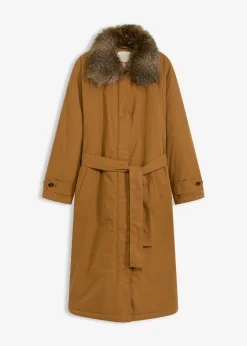 Gabardina acolchada con cuello desmontable de pelo