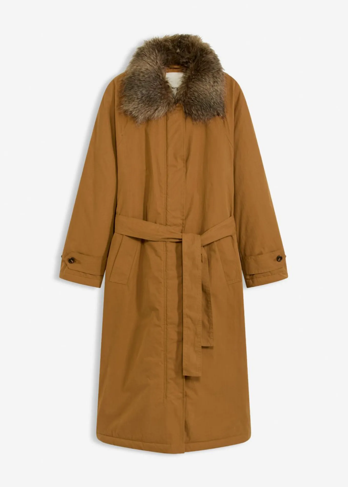 Gabardina acolchada con cuello desmontable de pelo