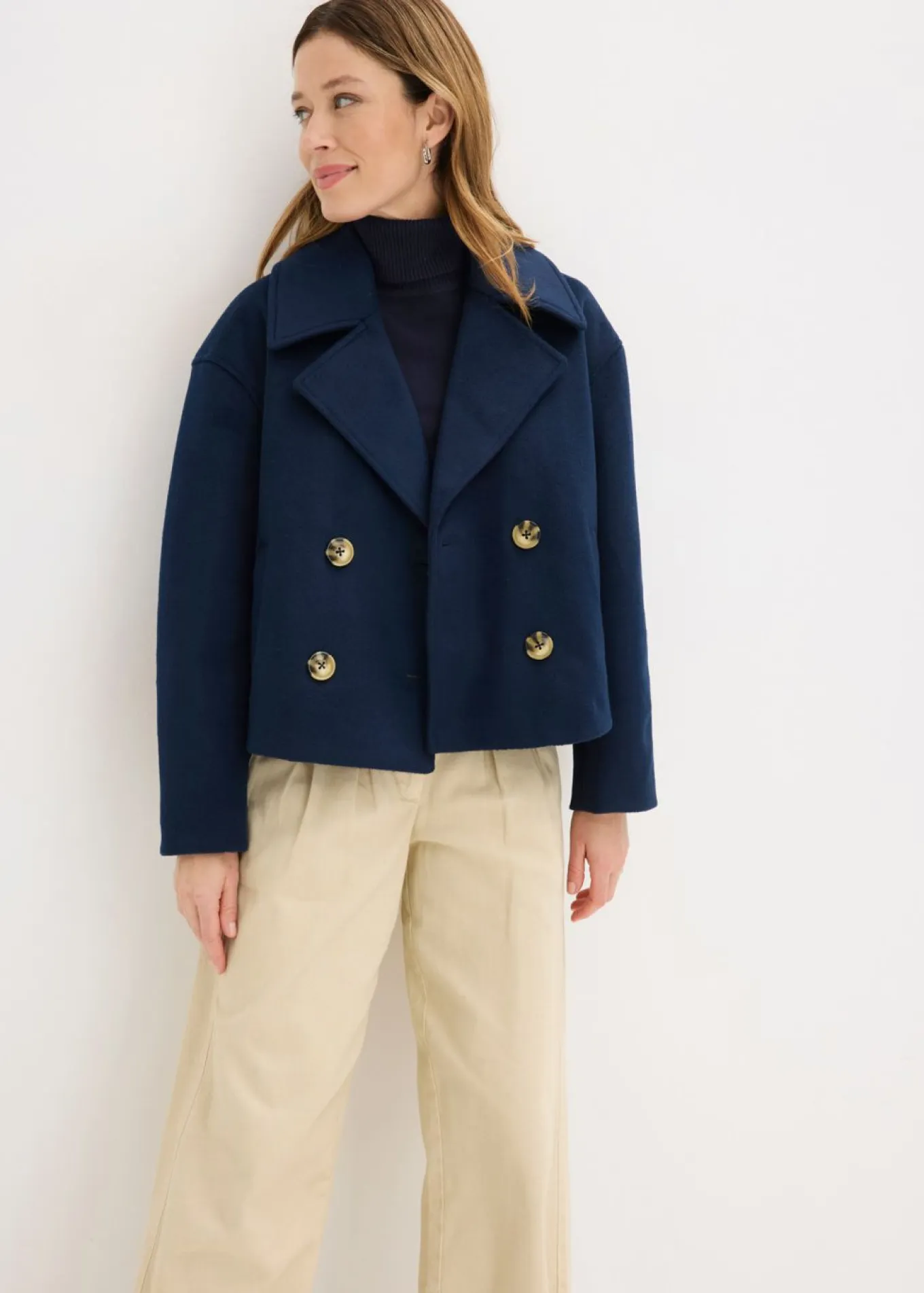 Gabardina holgada con aspecto de lana