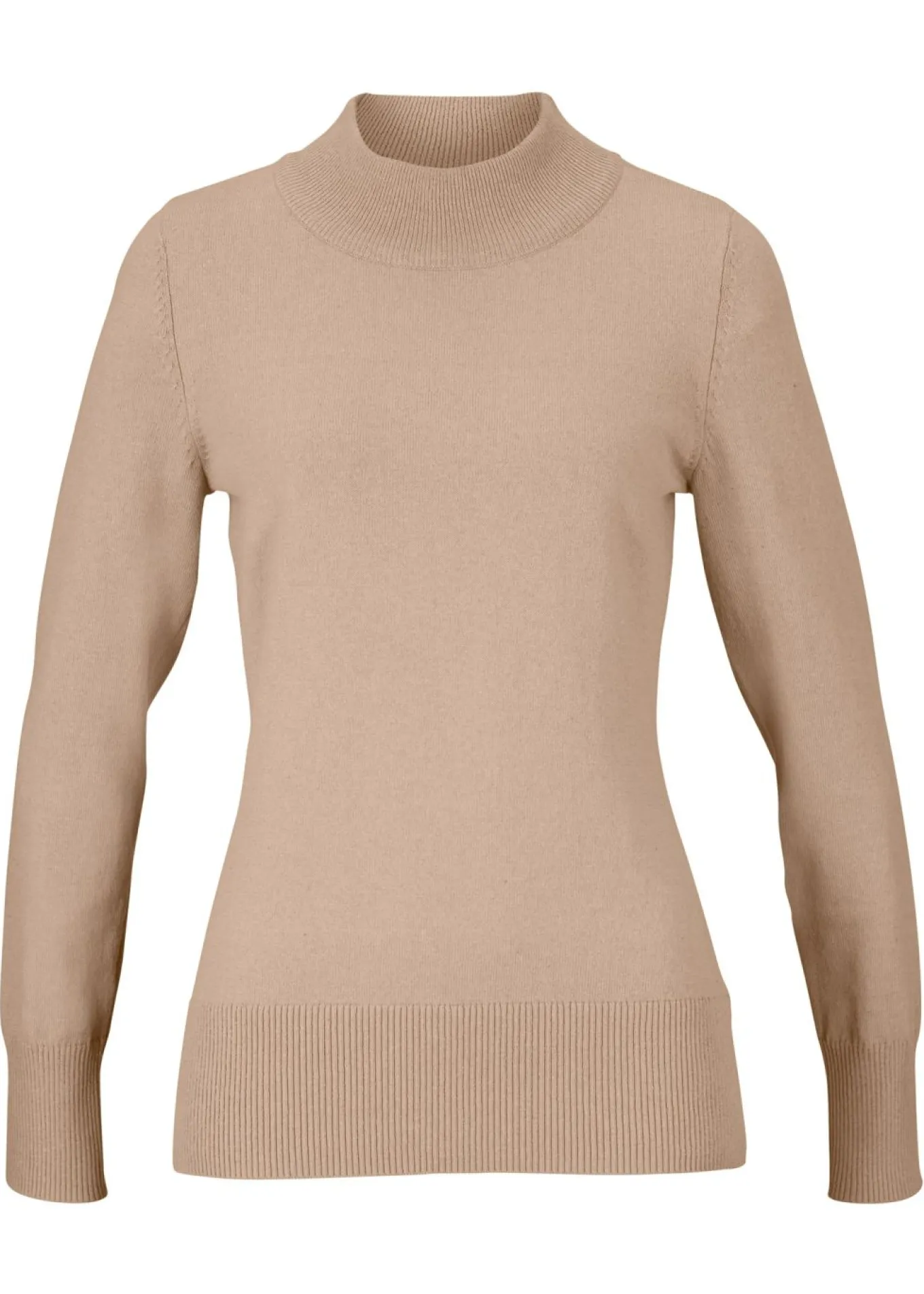 Jersey básico de punto fino con cuello alto y algodón reciclado