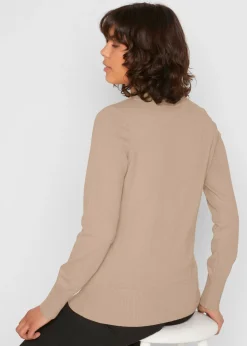 Jersey básico de punto fino con cuello alto y algodón reciclado