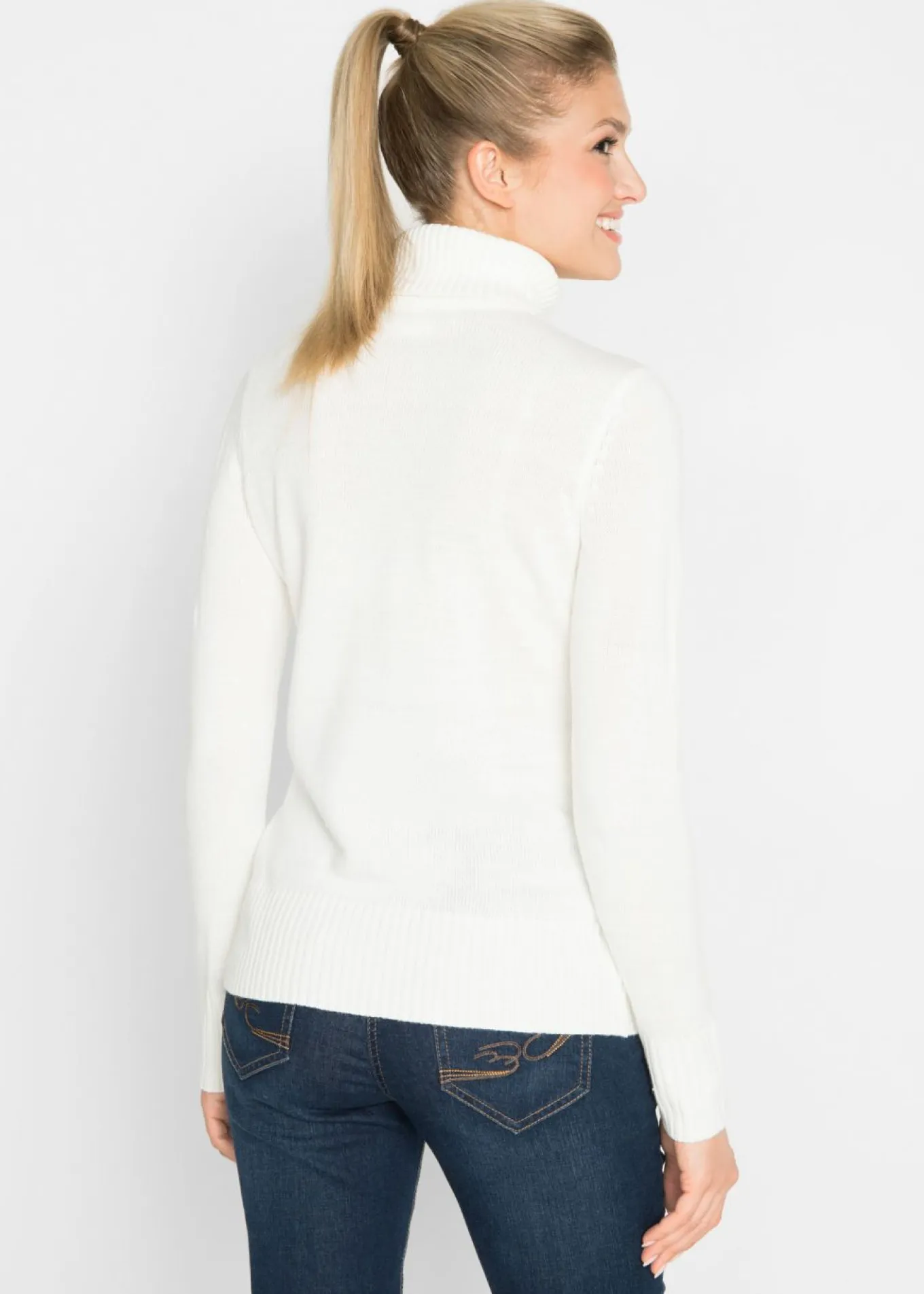 Jersey básico de punto fino con cuello alto