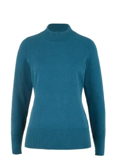Jersey básico de punto fino con cuello alto y algodón reciclado