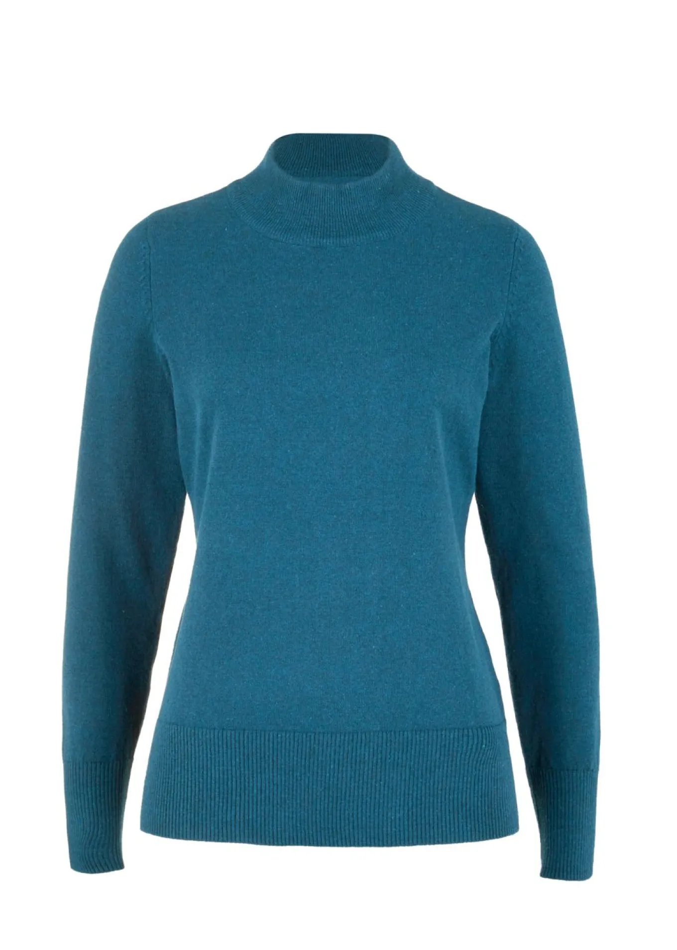 Jersey básico de punto fino con cuello alto y algodón reciclado