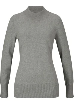 Jersey básico de punto fino con cuello alto y algodón reciclado