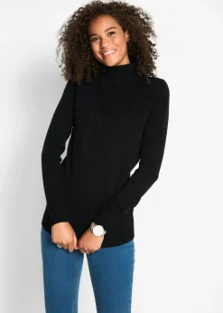 Jersey básico de punto fino con cuello alto