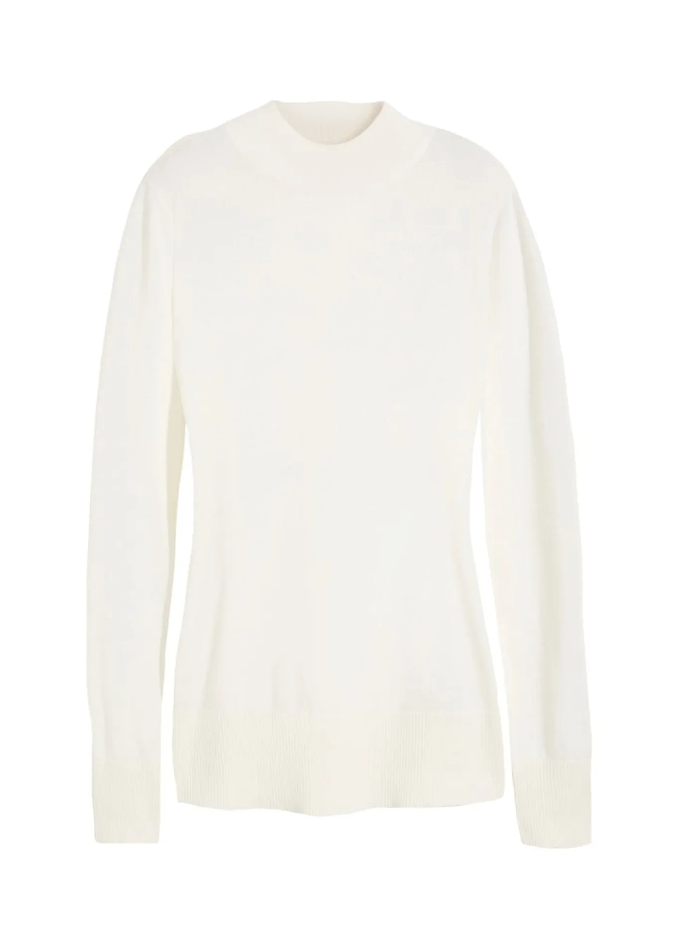 Jersey básico de punto fino con cuello alto y algodón reciclado