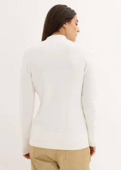 Jersey básico de punto fino con cuello alto y algodón reciclado