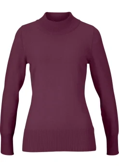 Jersey básico de punto fino con cuello alto y algodón reciclado