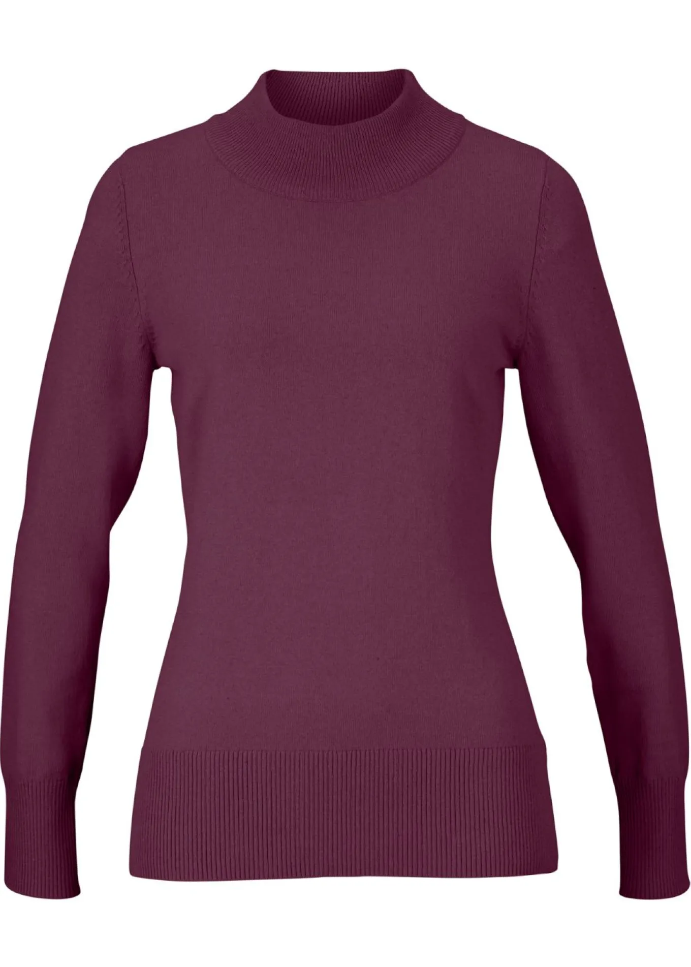 Jersey básico de punto fino con cuello alto y algodón reciclado