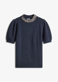 Jersey con aplicación de piedras brillantes