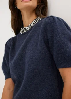 Jersey con aplicación de piedras brillantes