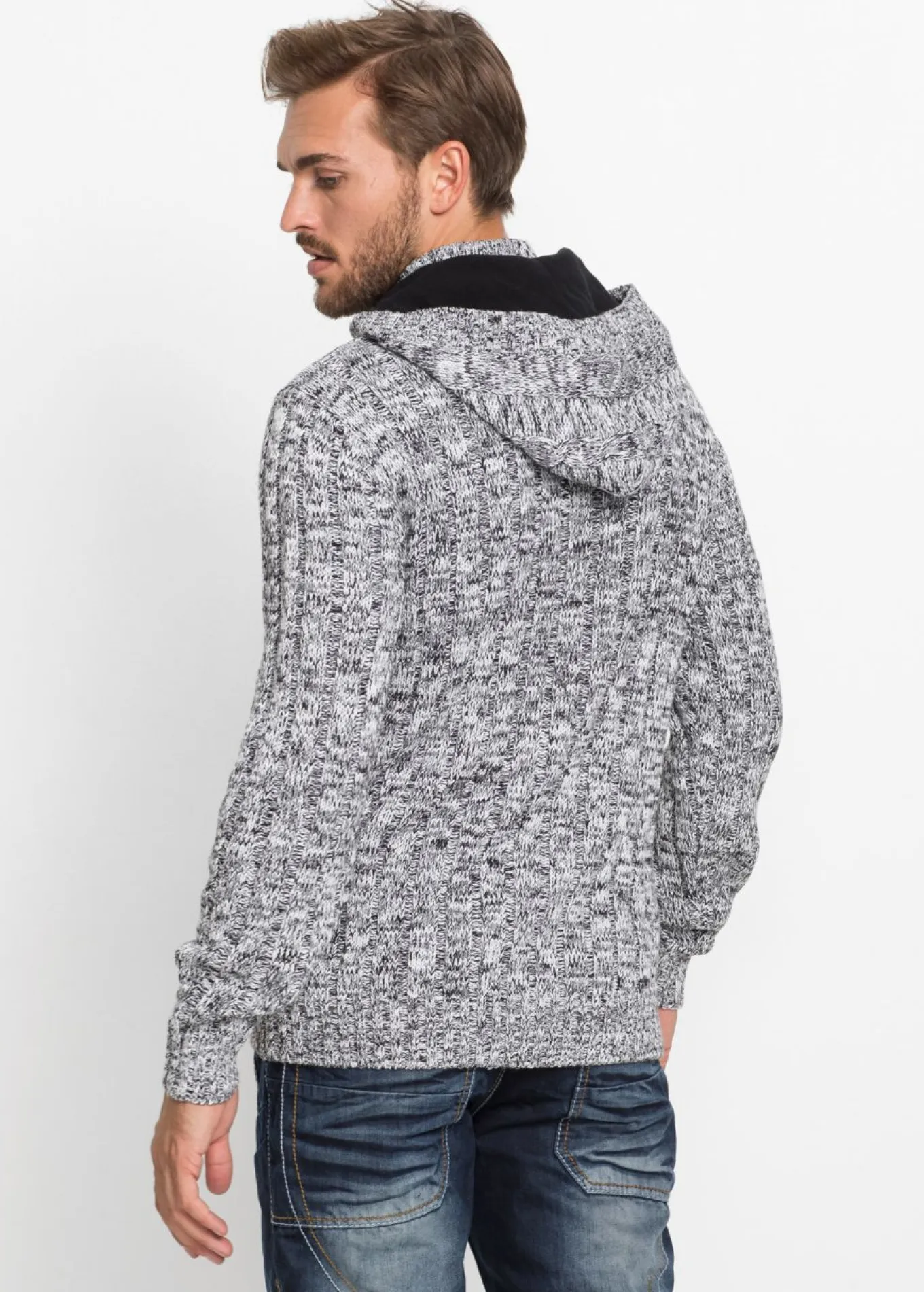 Jersey con capucha y punto grueso con algodón