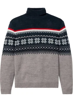 Jersey con cuello alto y patrón nórdico