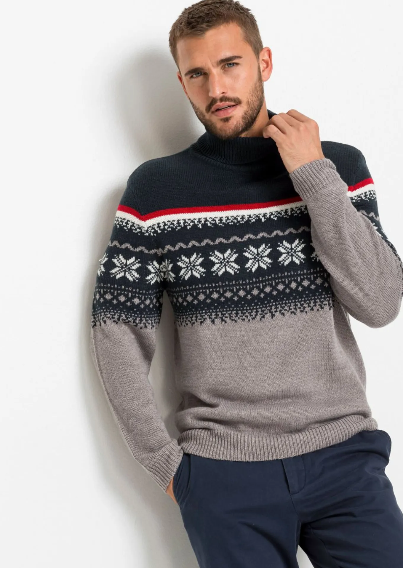 Jersey con cuello alto y patrón nórdico