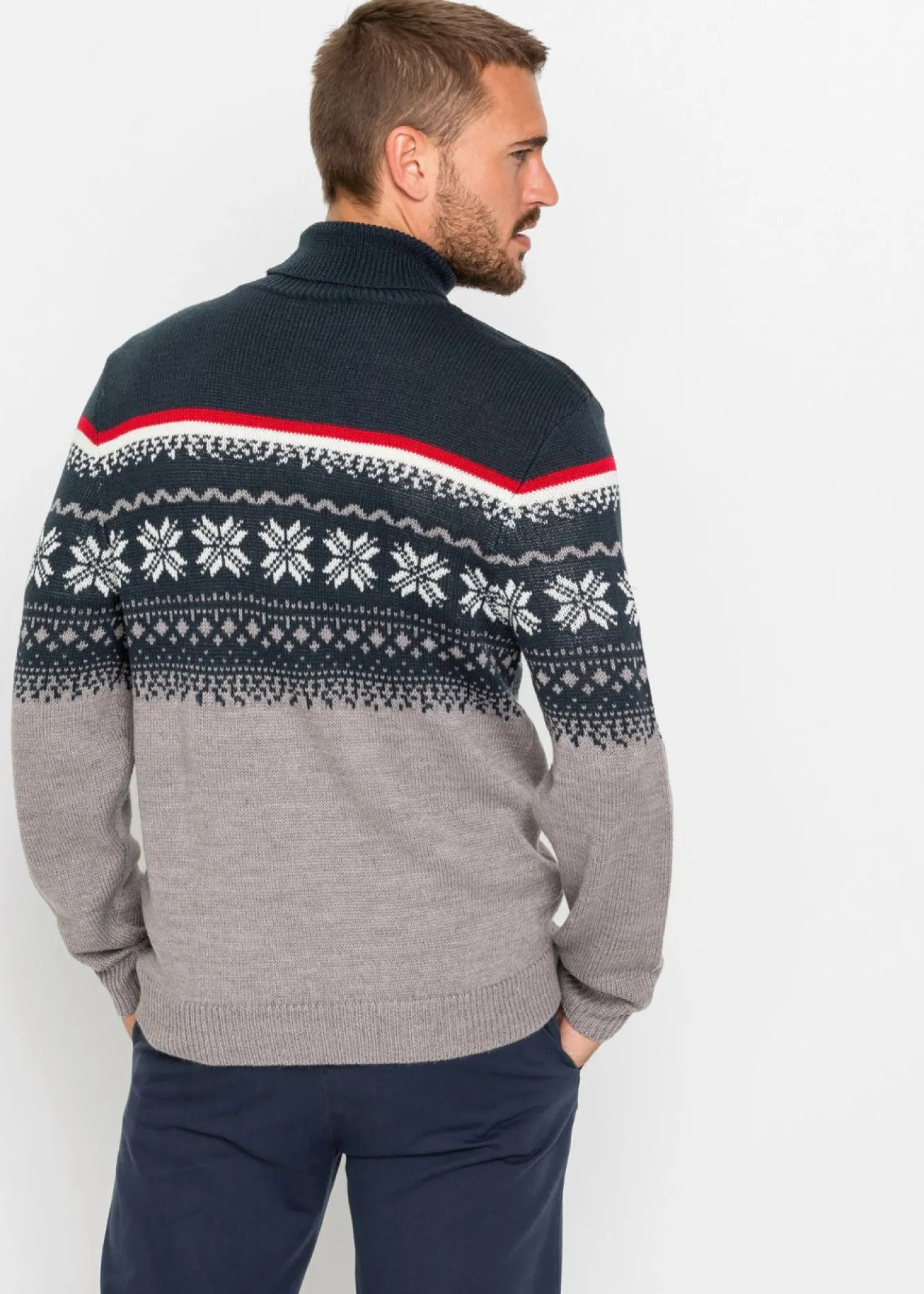 Jersey con cuello alto y patrón nórdico