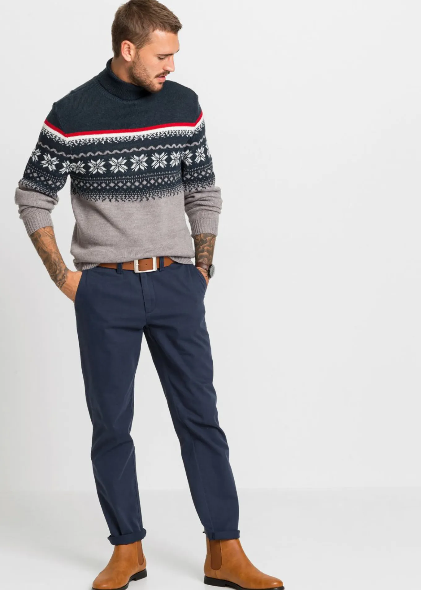 Jersey con cuello alto y patrón nórdico