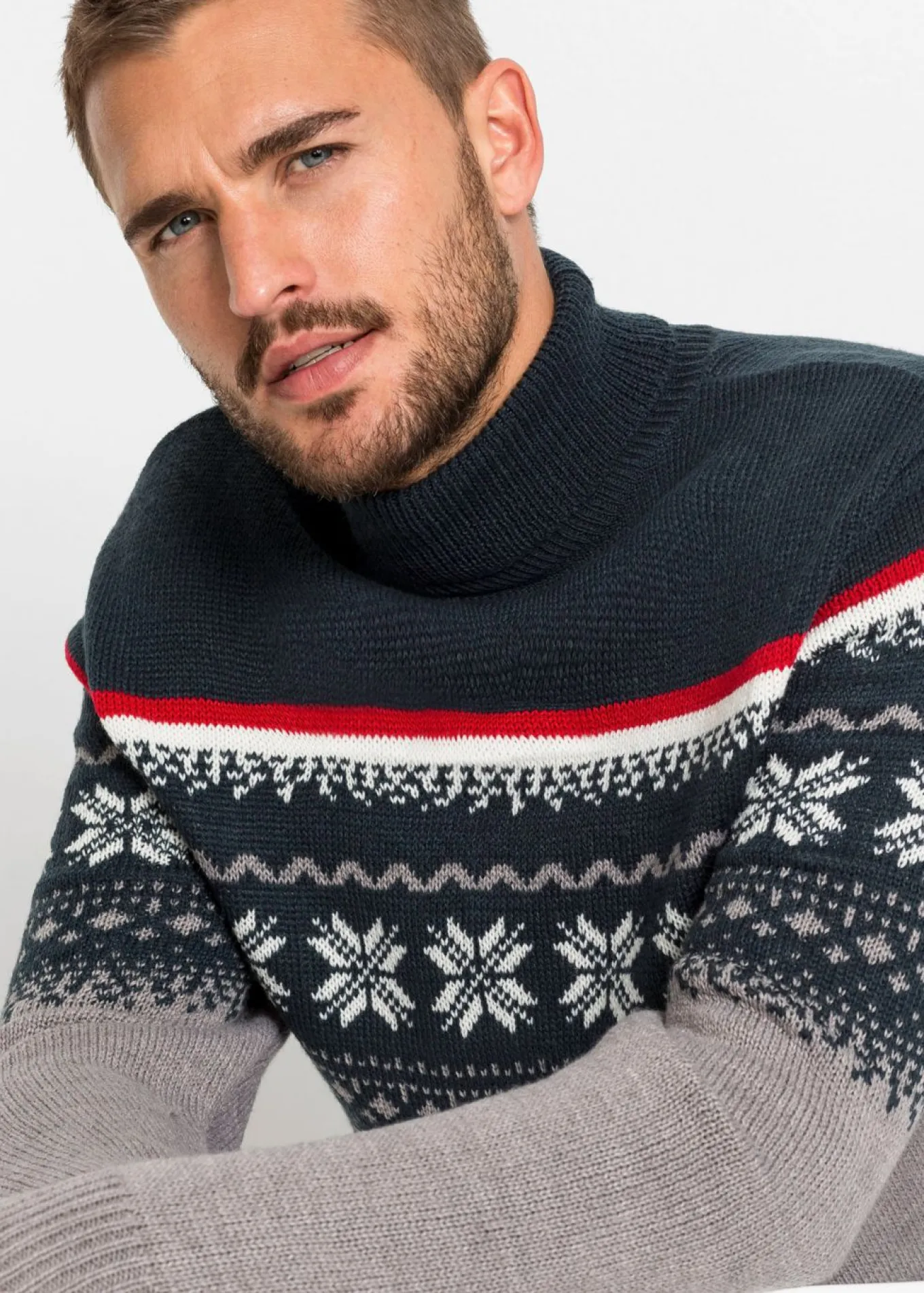 Jersey con cuello alto y patrón nórdico