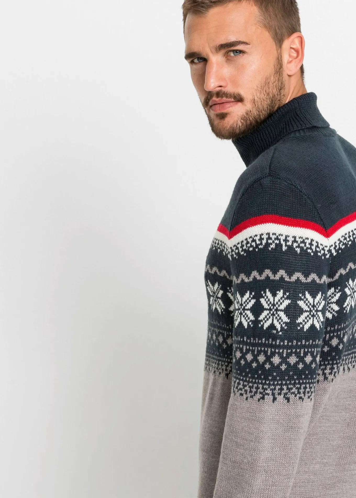 Jersey con cuello alto y patrón nórdico