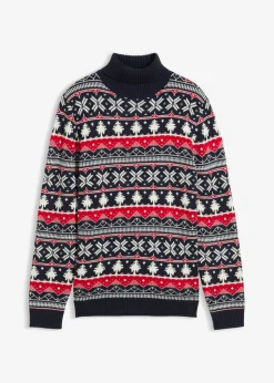 Jersey con cuello alto y patrón nórdico
