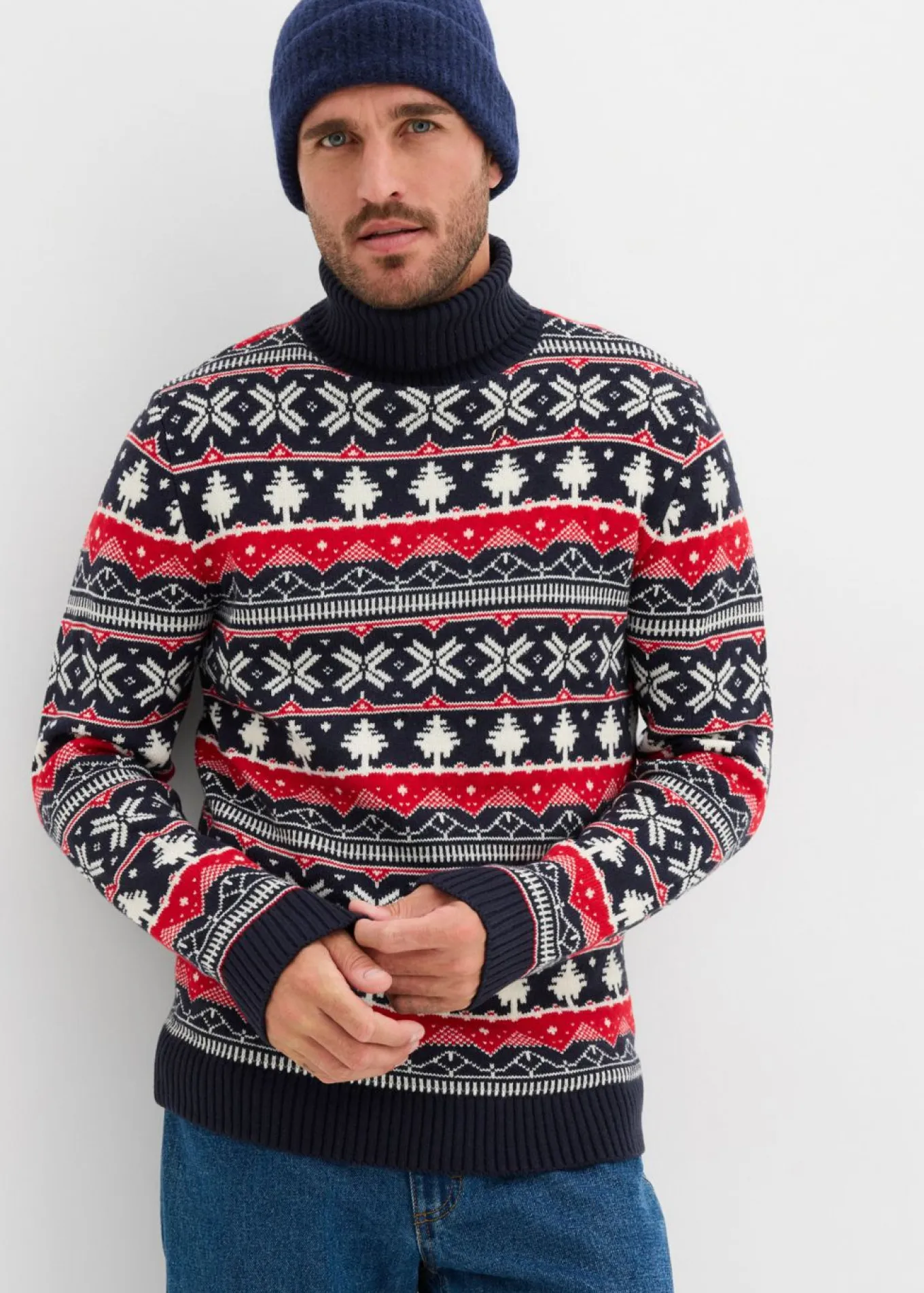Jersey con cuello alto y patrón nórdico