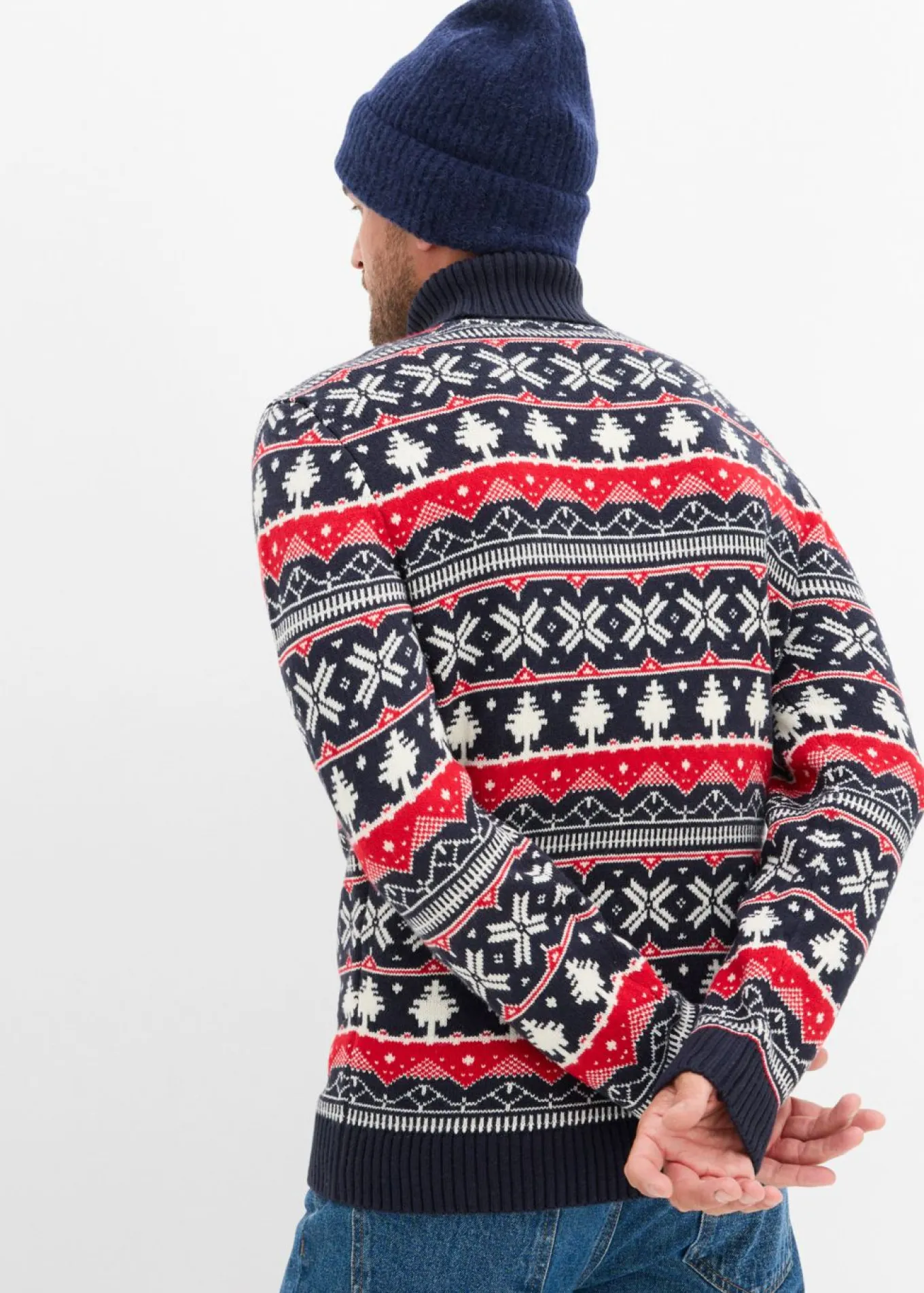 Jersey con cuello alto y patrón nórdico