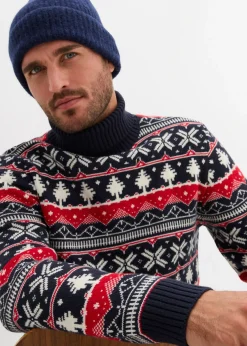 Jersey con cuello alto y patrón nórdico