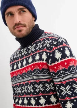 Jersey con cuello alto y patrón nórdico