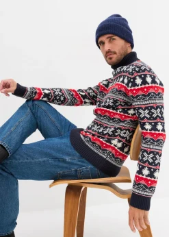 Jersey con cuello alto y patrón nórdico