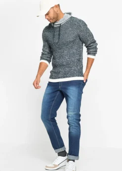 Jersey con cuello tipo chal y detalles en contraste