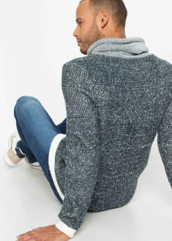Jersey con cuello tipo chal y detalles en contraste