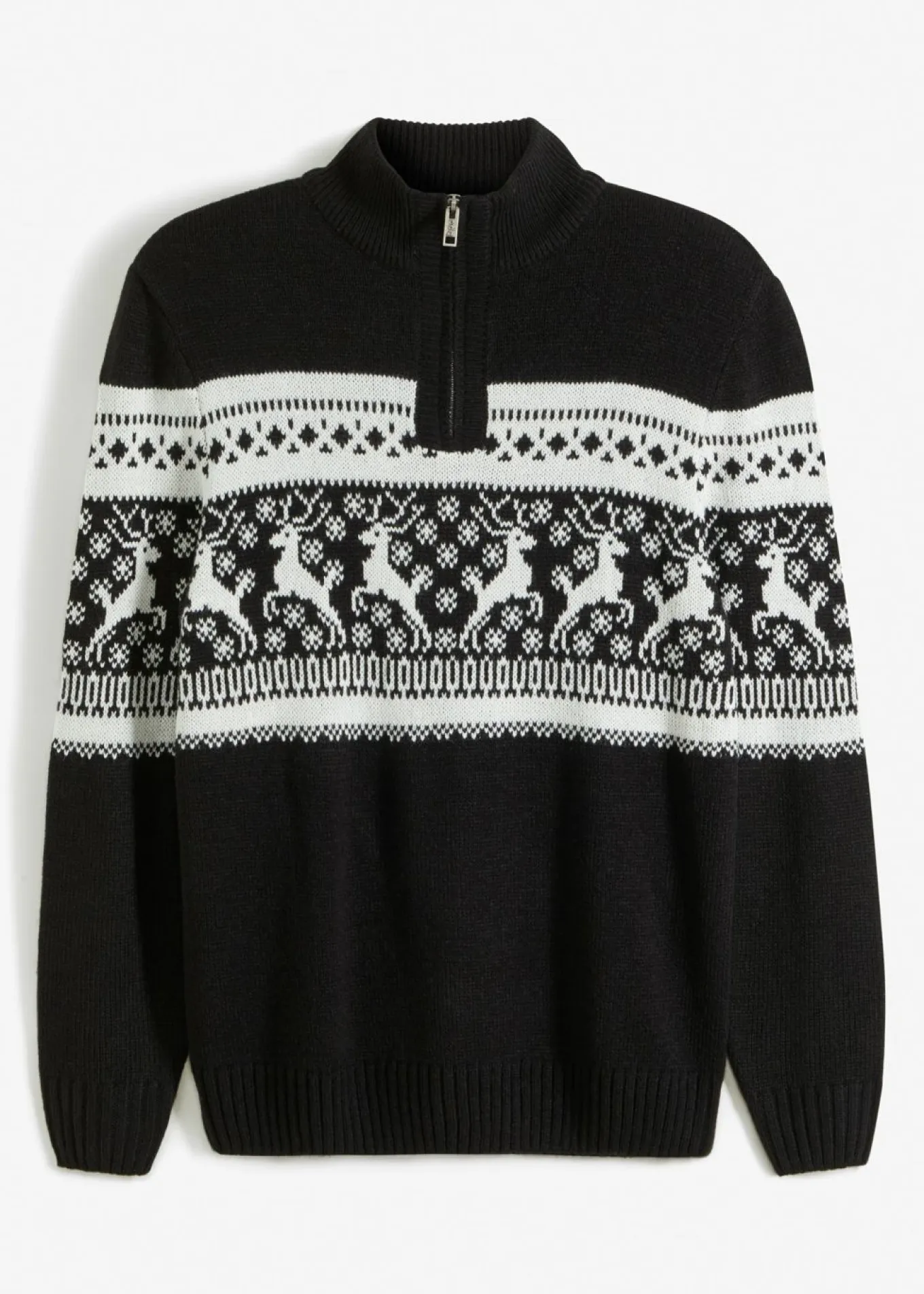 Jersey con cuello troyer y patrón nórdico