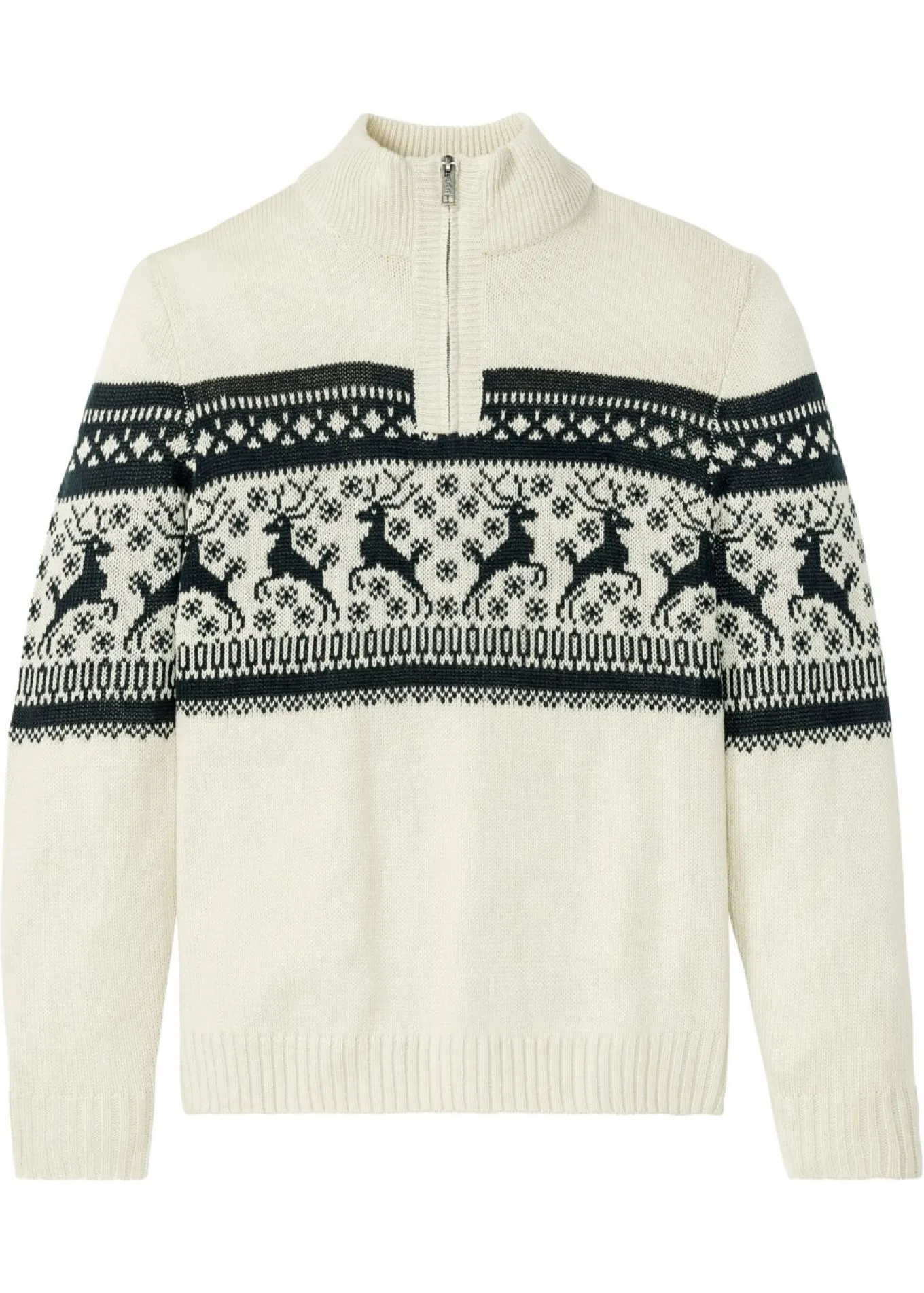 Jersey con cuello troyer y patrón nórdico
