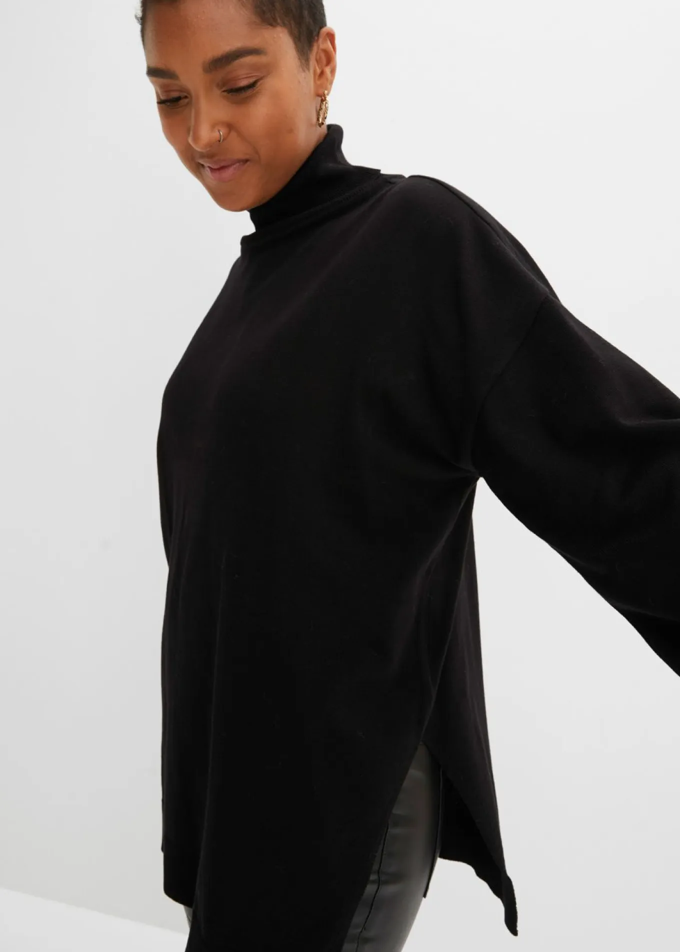 Jersey con cuello vuelto de mezcla de viscosa