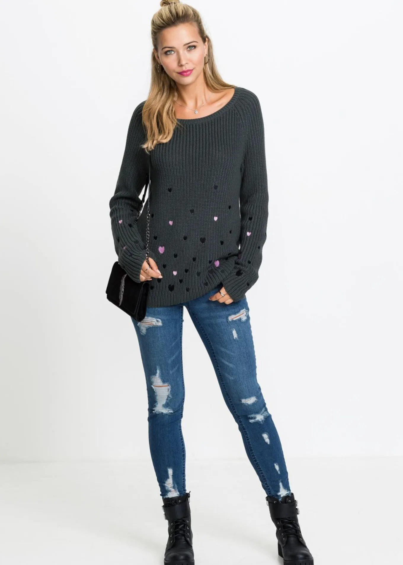 Jersey con dibujos de corazones