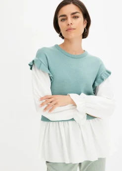 Jersey con inserto de blusa