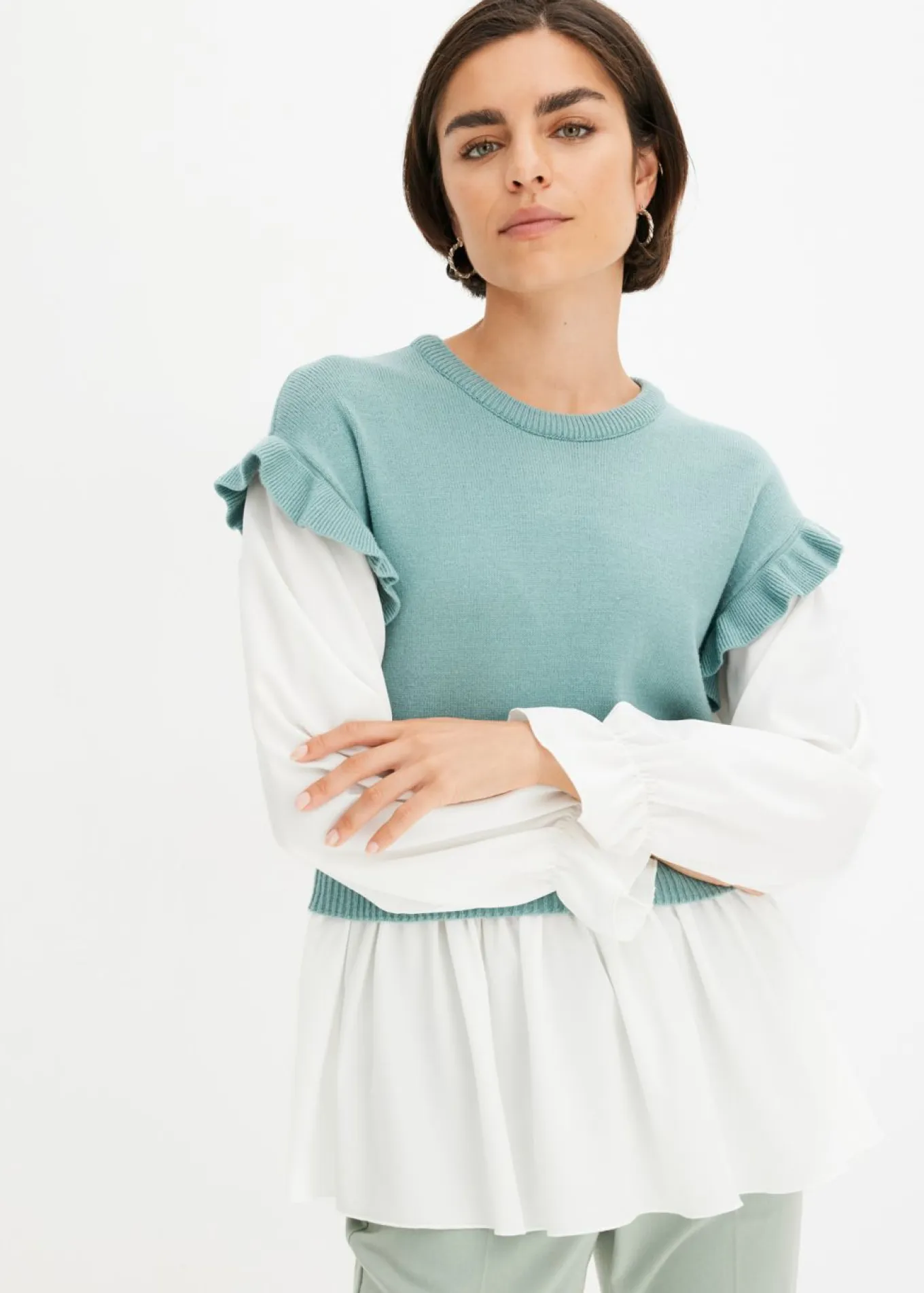Jersey con inserto de blusa